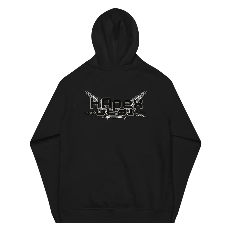 Unisex Eco Raglan Hoodie - Black HApex Gear White Logo product image (6)