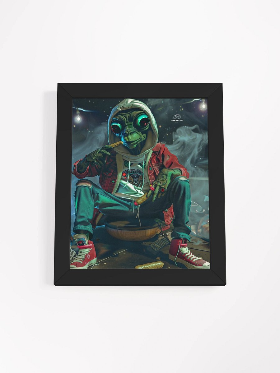 Smacked in the Cosmos – Alien Smoking Blunt Framed Poster product image (1)