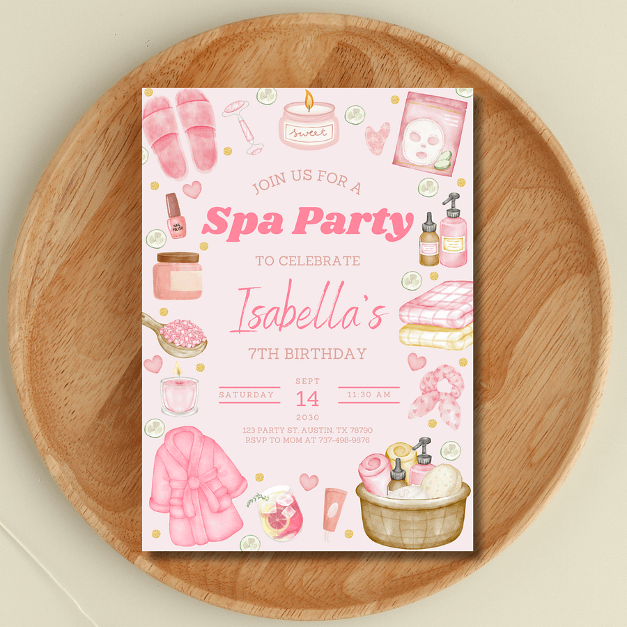 Spa Party Birthday Invitation | Pamper Party Invite | Spa Day | Glam Birthday | Any Age | Printable Digital Download product image (3)