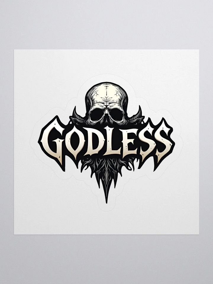 GODLESS Gothic Skull Kiss Cut Sticker product image (3)