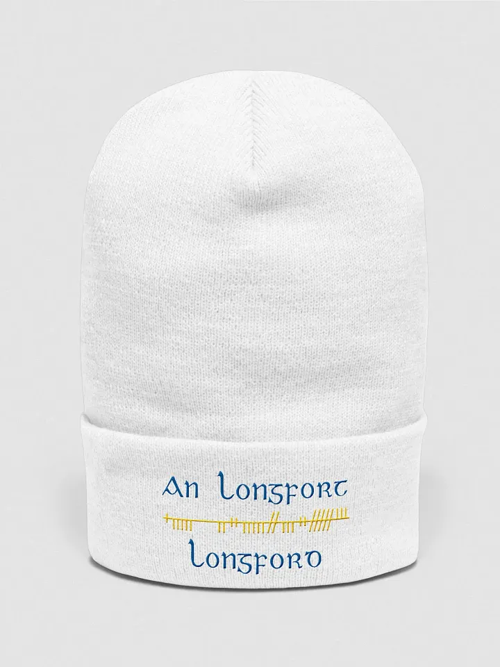 Longford/An Longfort Orthodox style Ogham, blue and gold, embroidered Cuffed Beanie product image (1)