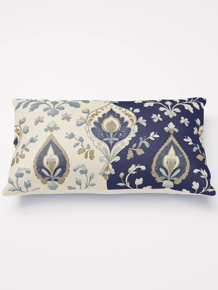 Classic Paisley Motifs on Luxurious Cream & Navy Pattern Pillow product image (1)