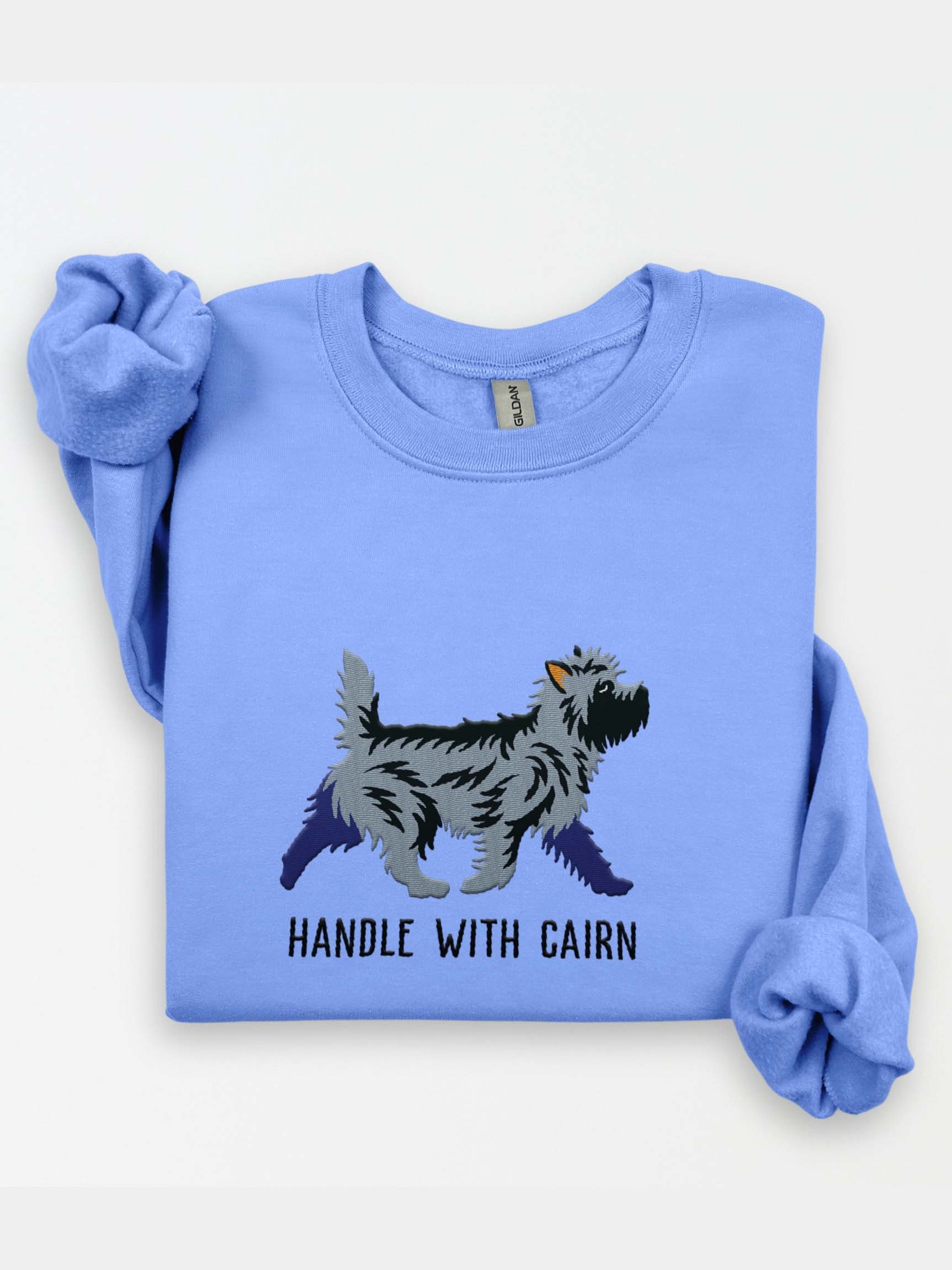 Handle with Cairn Sweatshirt (Embroidered) of a Cairn Terrier(Gray Brindle) product image (1)