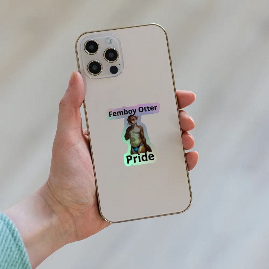 Femboy Otter Holographic Sticker product image (8)