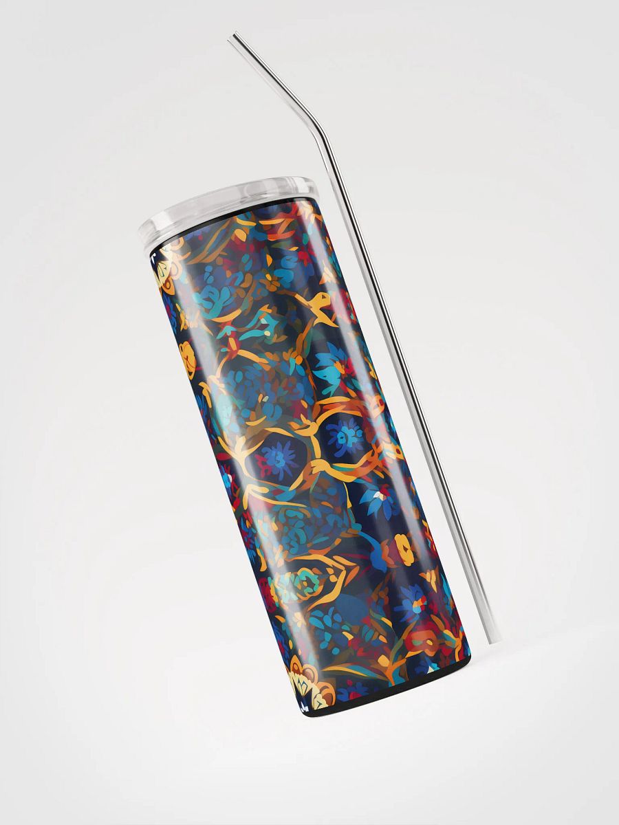 Colorful Pattern, Rich, Deep, Blues, Reds Yellows, and Oranges Skinny Tumbler with Straw, 20oz product image (5)