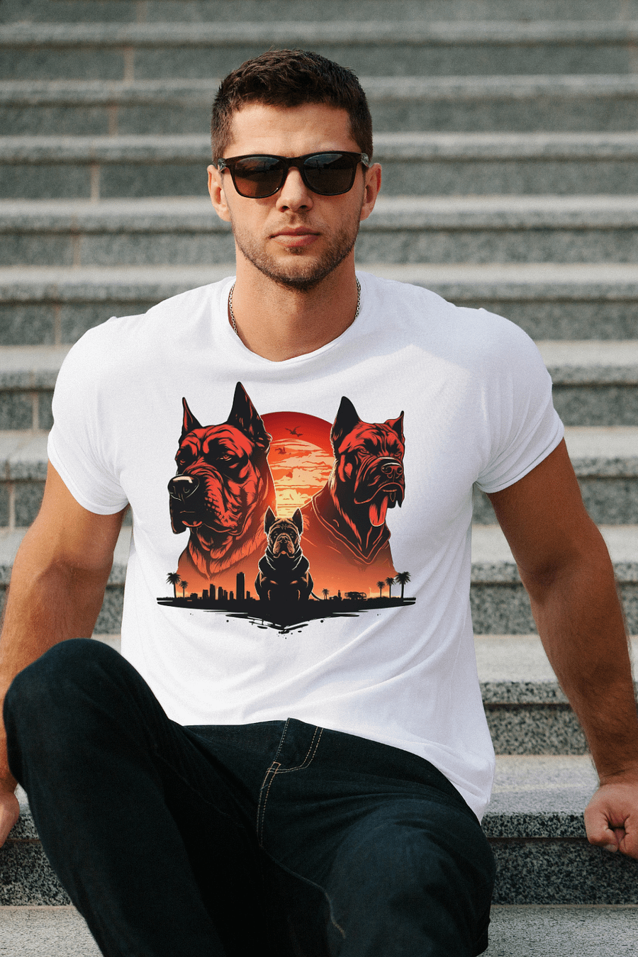 Retro Cane Corso White Relaxed Fit T-shirt product image (1)