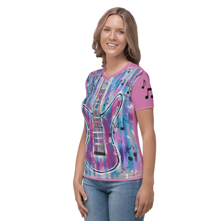 My Guitar (art by Dina R.) acrylic painting picture - Women's Crew Neck T-Shirt product image (2)
