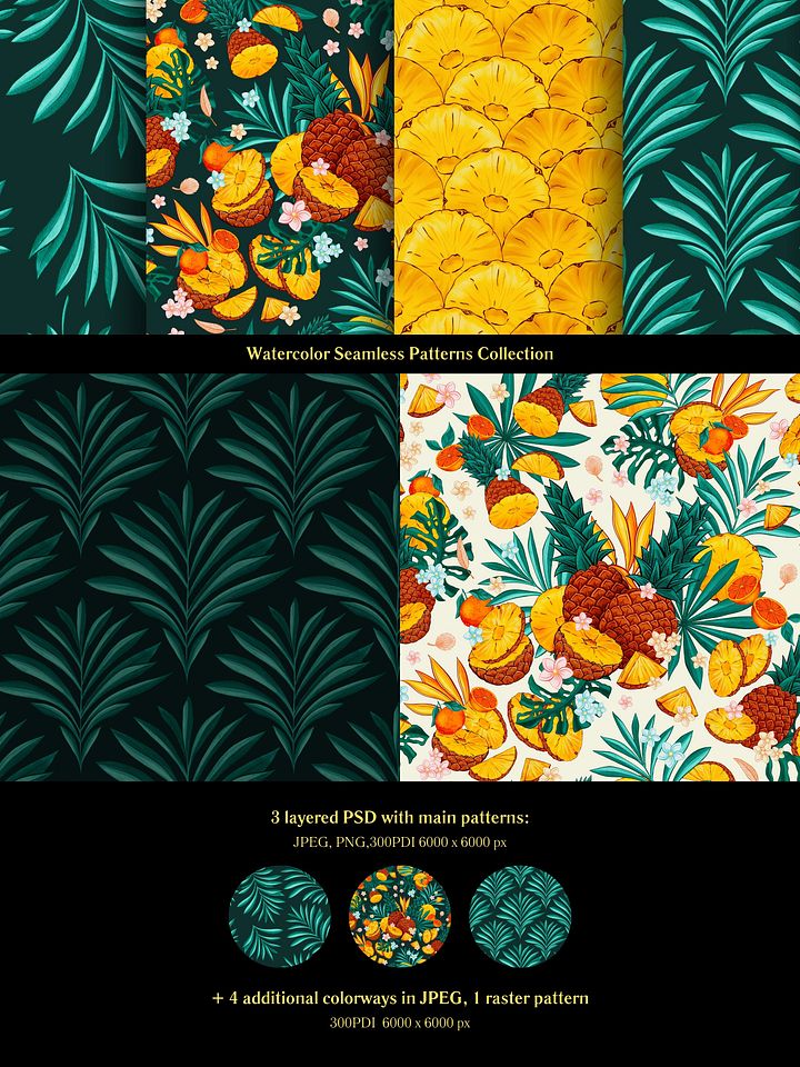 Tropical Garden PSD Seamless Patterns & Clipart product image (2)