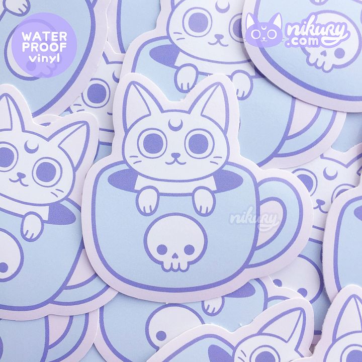 White Meowgic | Mug Cat Vinyl Sticker product image (1)