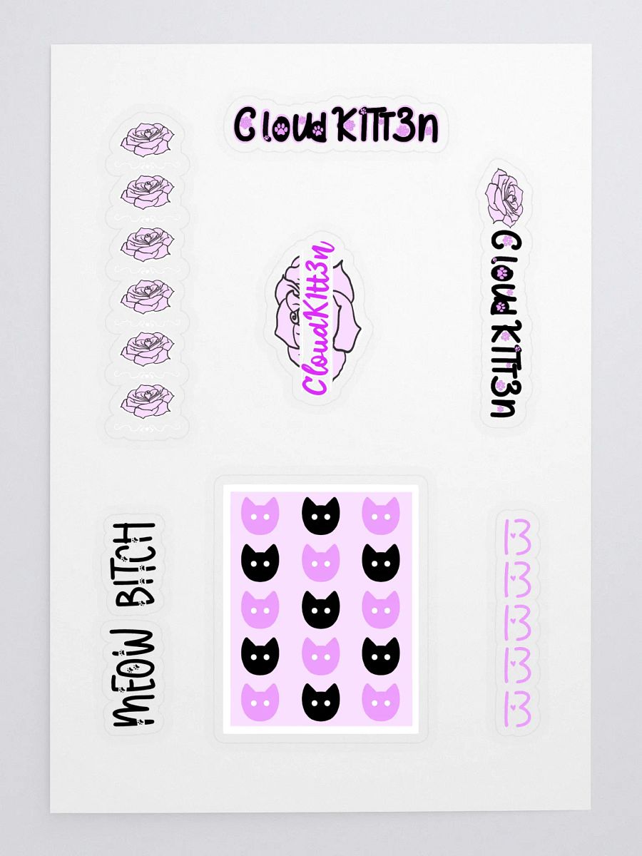 Kitten & Rose Sticker Sheet (lg) product image (3)