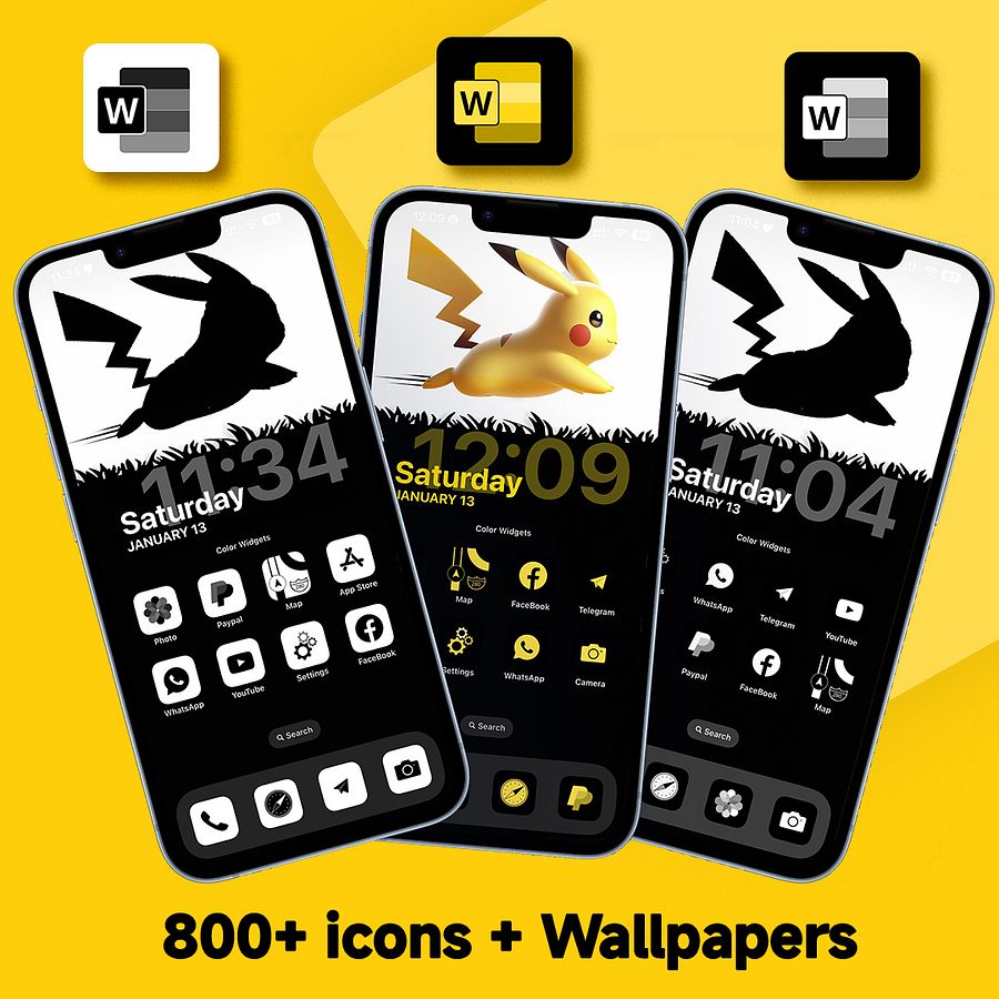 Pikachu iOS 18 Ultimate Setup Bundle (800+ Icons & Wallpapers) product image (1)