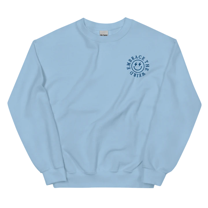 'Embrace The Weird' Crewneck - Light Blue with Royal Embroidery product image (1)