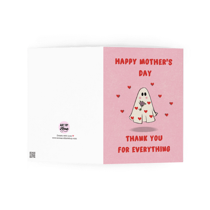 Cute Ghost With Flowers - Mother's Day Card product image (2)