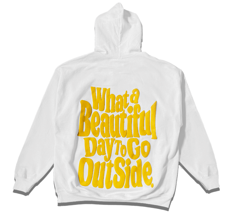 BEAUTIFUL DAY - WHITE HOODIE GOLD PRINT product image (1)