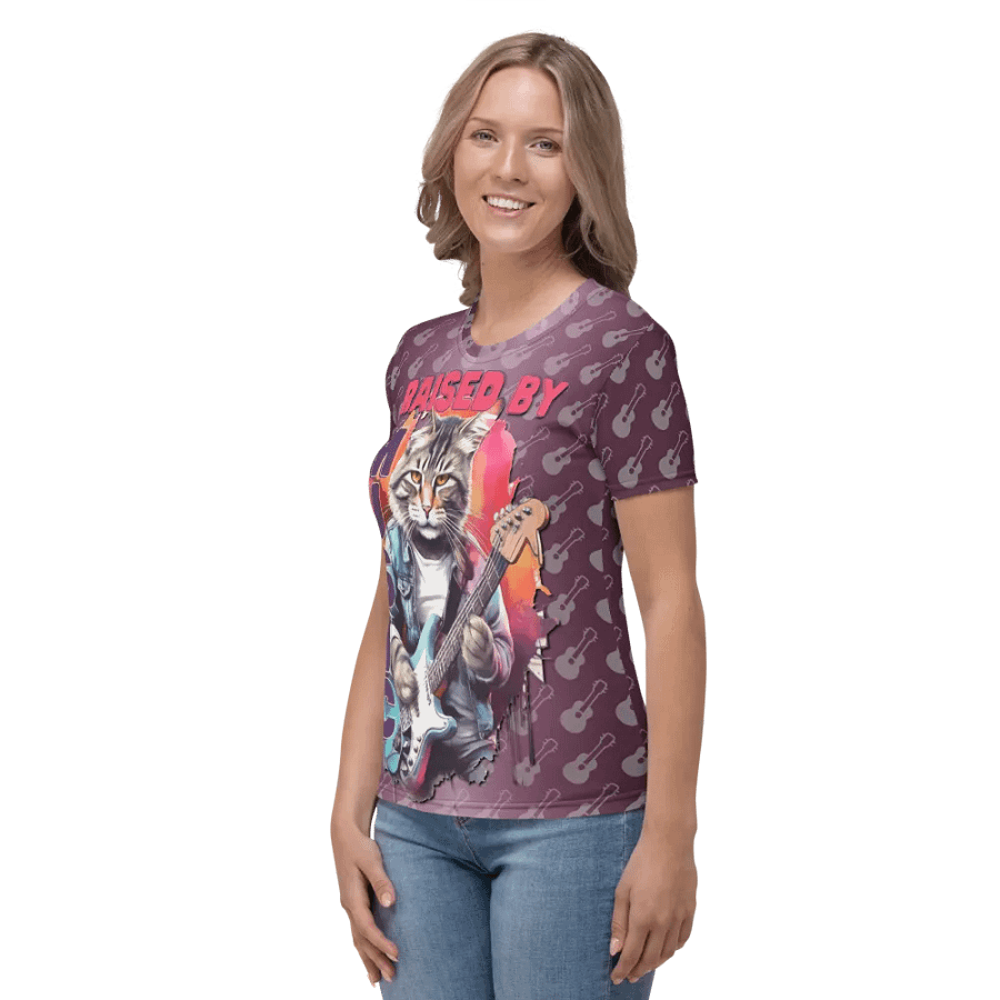 Raised by Music Cat Guitar All Over Print T-shirt product image (4)