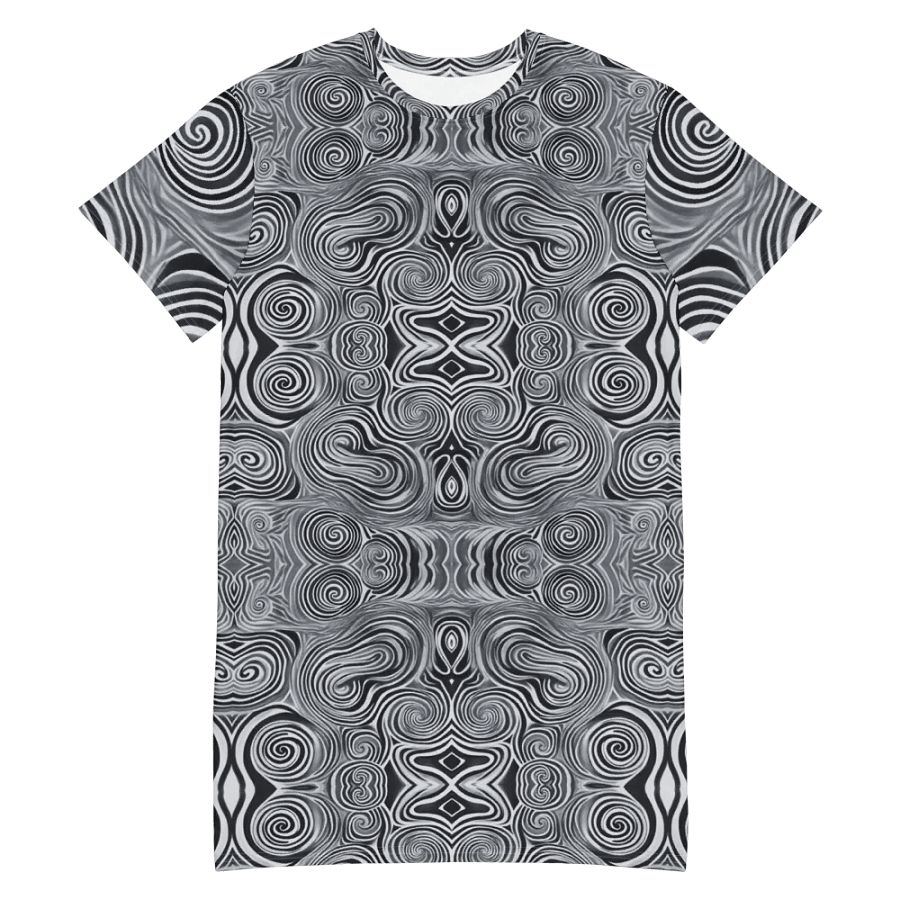 Funky Black & White Noir Liquid Tie-Dye T-shirt Dress product image (8)