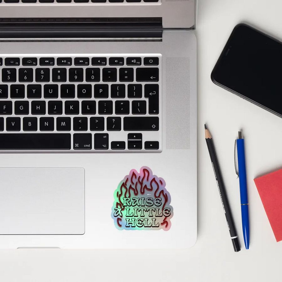 Raise a Little Hell Holographic Sticker product image (12)