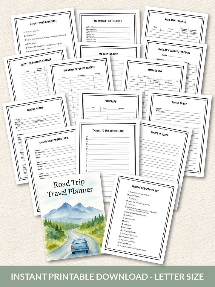 Printable Road Trip Travel Planner product image (2)