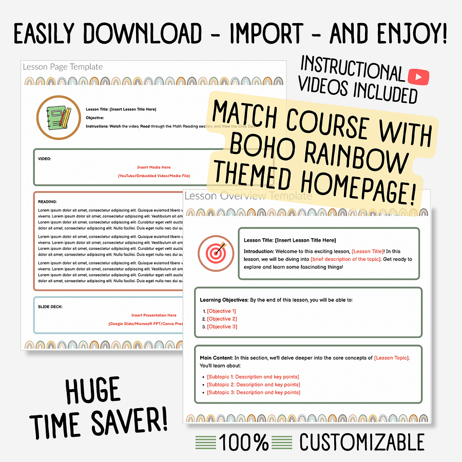 Canvas LMS Template - COURSE BUNDLE - Boho Rainbow - 100% Customizable product image (7)