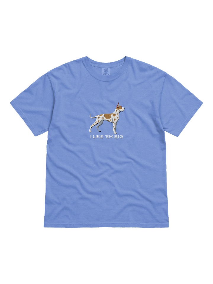 I Like 'Em Big T-Shirt(Embroidered) of a Great Dane(Fawn Harlequin, Cropped Ears) product image (41)