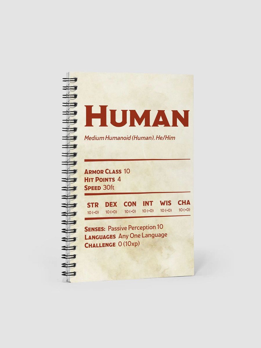 Human Statblock Notebook - He/Him product image (1)