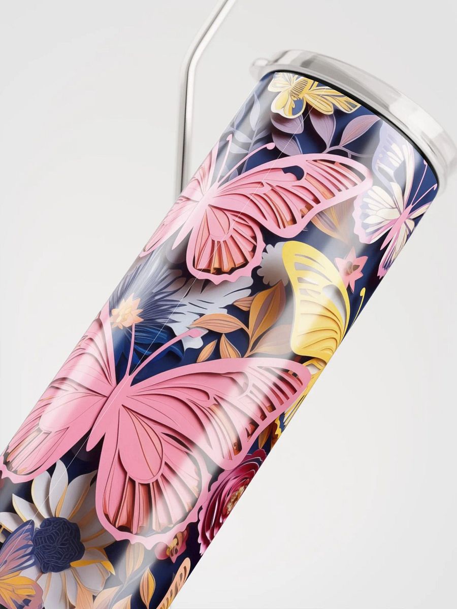 Vibrant Colorful Butterfly Purple Papercut Style Stainless Steel Tumbler product image (5)
