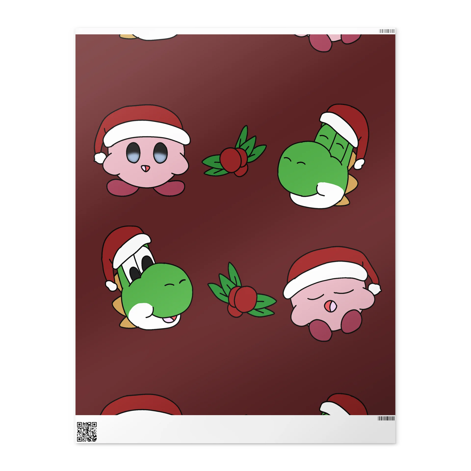 Yoshi and Kirby Christmas wrapping paper product image (1)