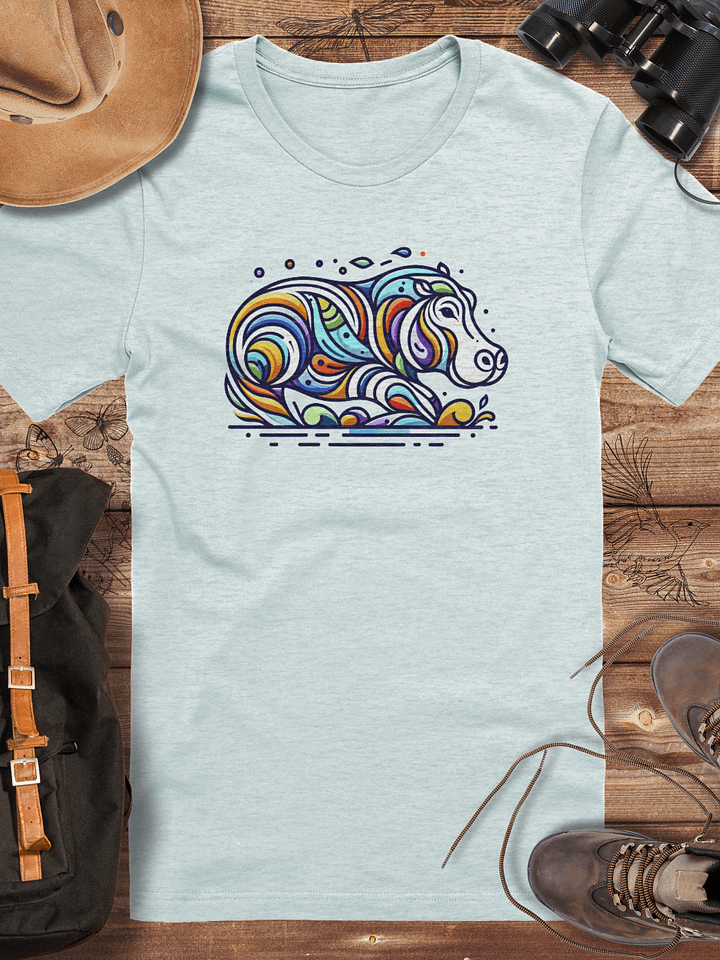 Hippo Splash T-Shirt, Colorful Wildlife Design, Animal Lover Gift, Vibrant Abstract Hippo Art T-shirt product image (1)
