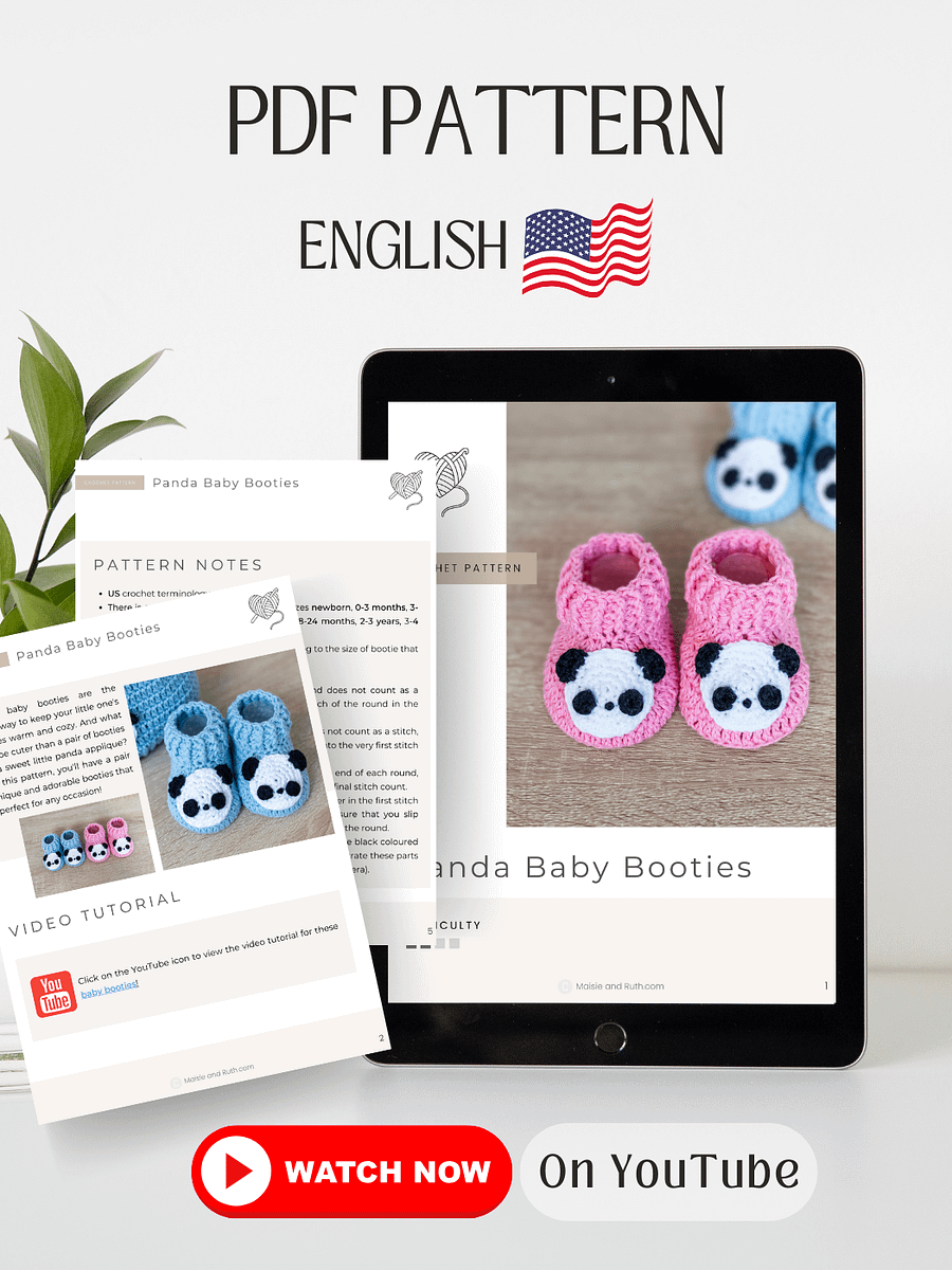 Crochet Pattern: Easy Panda Baby Booties product image (2)