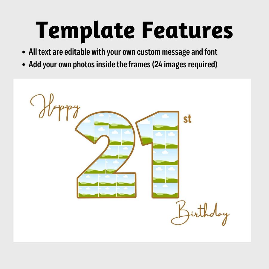 Happy 21st Birthday Photo Collage Canva Template product image (4)