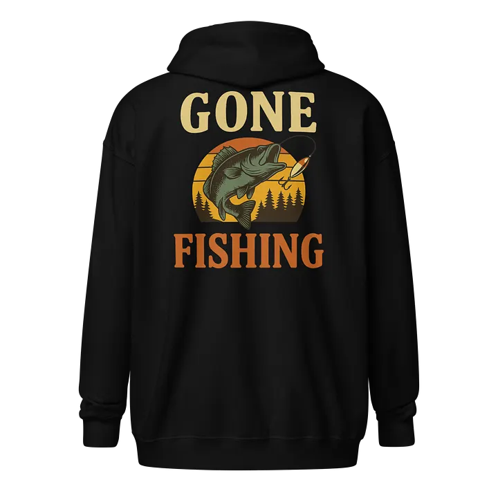 Gone Fishing Zip Hoodie – Retro Outdoor Design for Anglers product image (1)