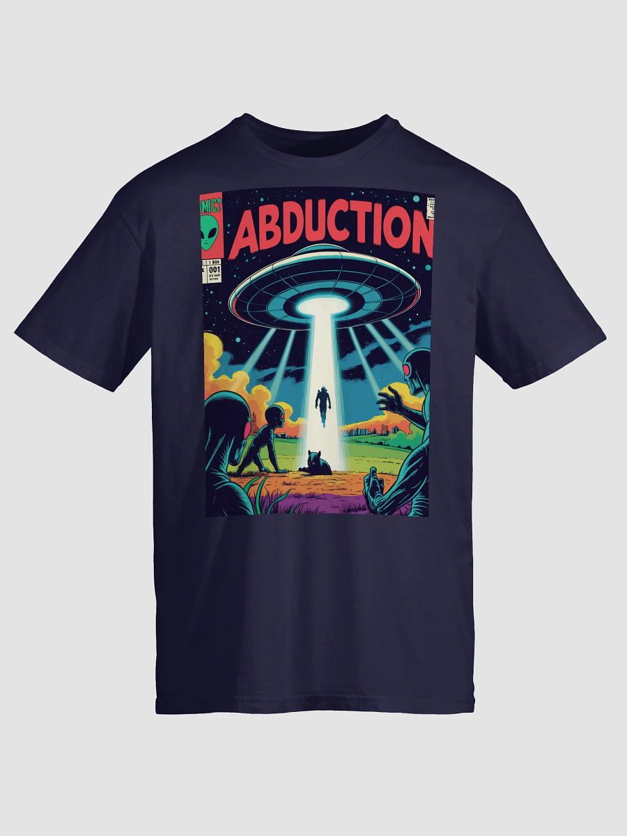 1970s Sci-Fi Comic T-Shirt – Retro Alien Abduction Art product image (3)