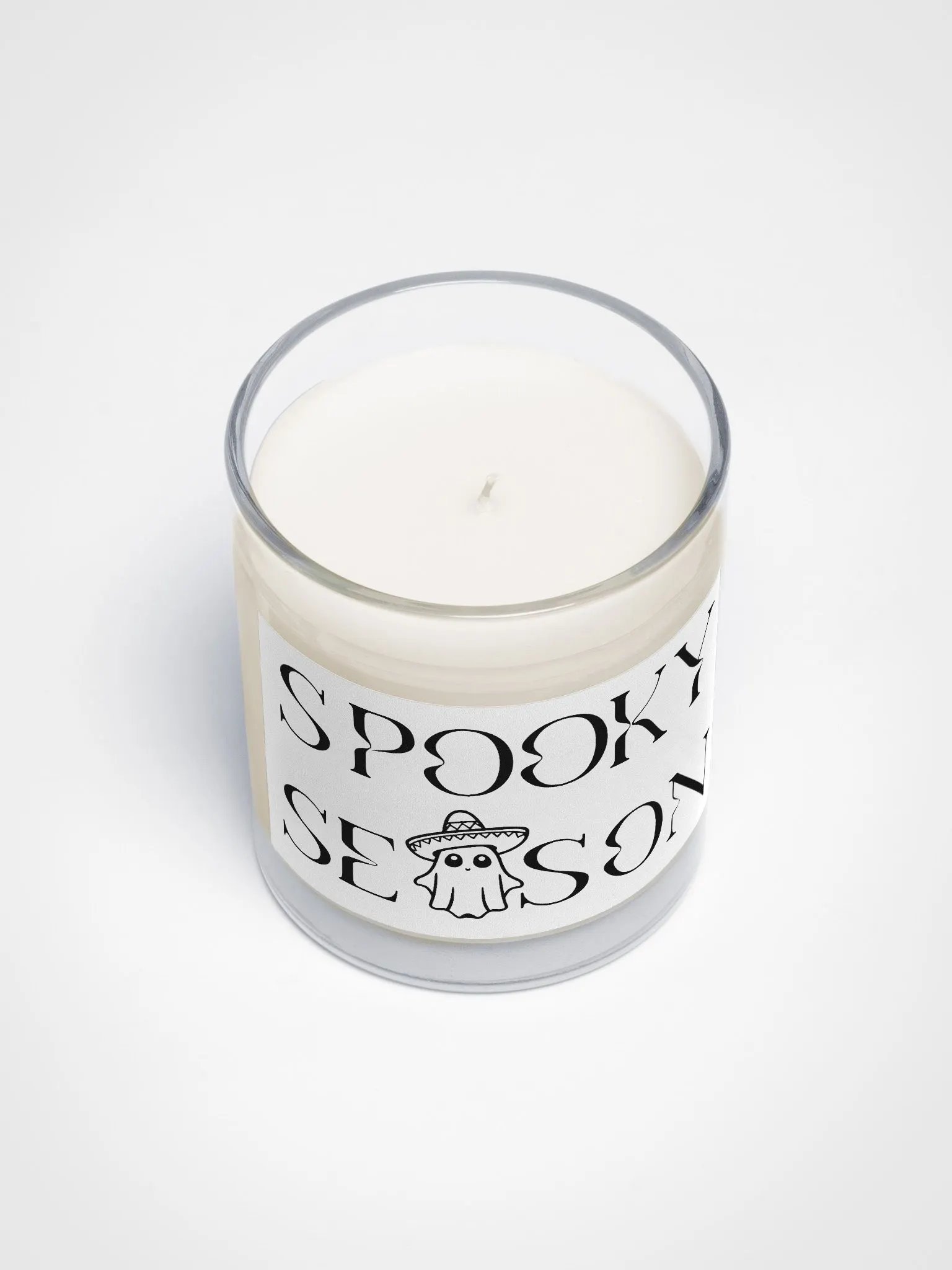 Spooky Season Sombrero Ghost Monochrome Soy Wax Glass Jar Candle product image (3)
