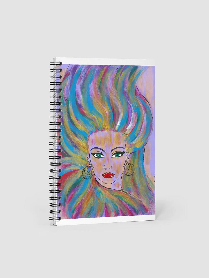 Girl with the colorful hair (art by Dina R.) acrylic painting picture - Spiral Notebook product image (1)
