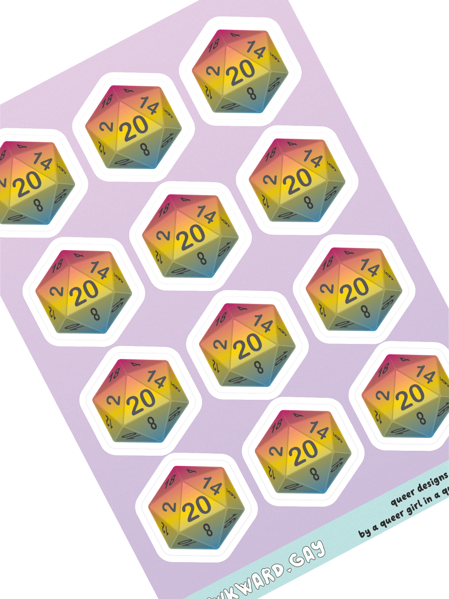 Pansexual Pride D20 Sticker Sheet product image (1)