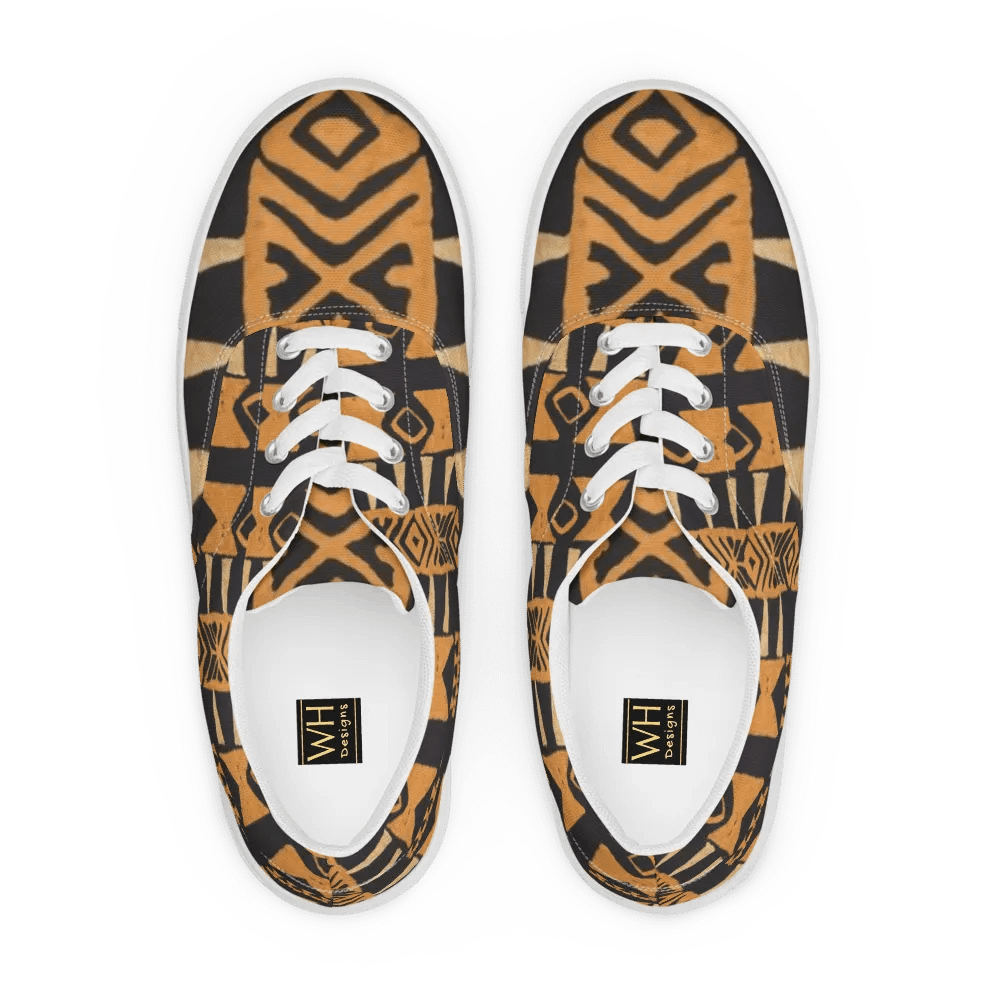 Men's African-Inspired Brown/Black Lace-up Canvas Shoes product image (2)