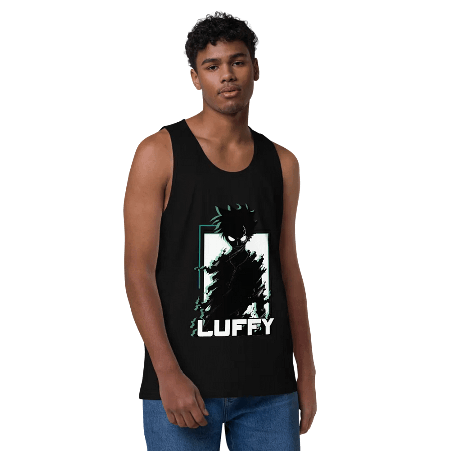 Shadowed Vigilance: LUFFY Anime Glitch Design Tank Top product image (11)