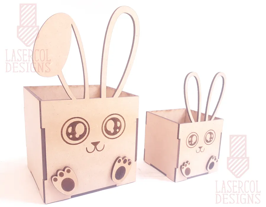 Easter Bunny Basket (Two Sizes, Two ear Styles) - Laser Cut Files product image (9)