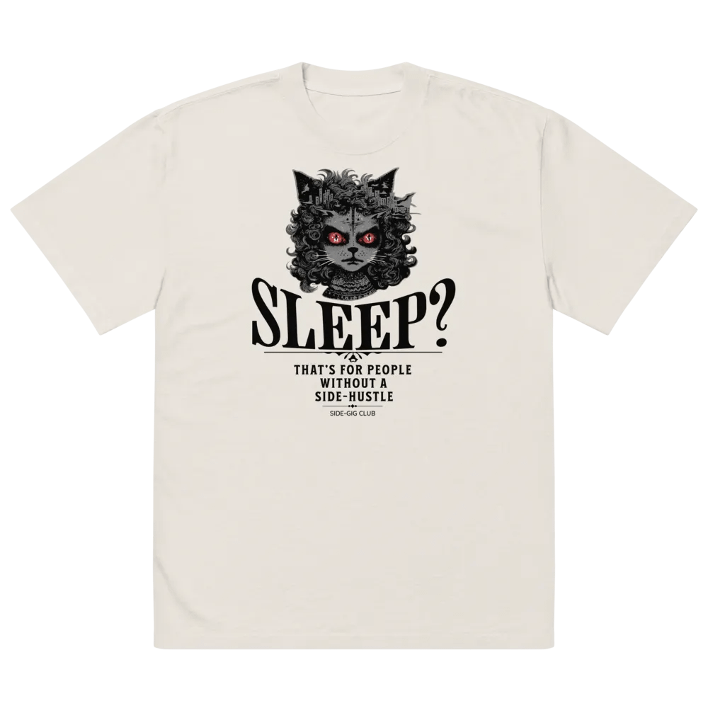 Sleepless Hustle: No Sleep, Just Side-Gigs Oversized Tee in Vivid Black product image (11)