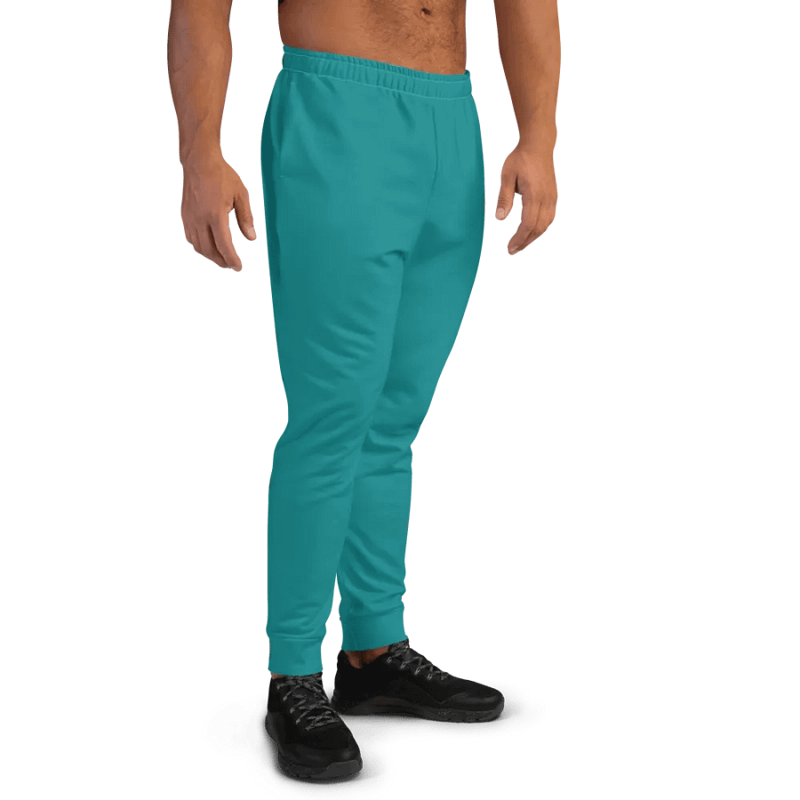 Plain Teal Green Light Summer Recycled Polyester Premium Men's Joggers by Treasure Pie product image (3)