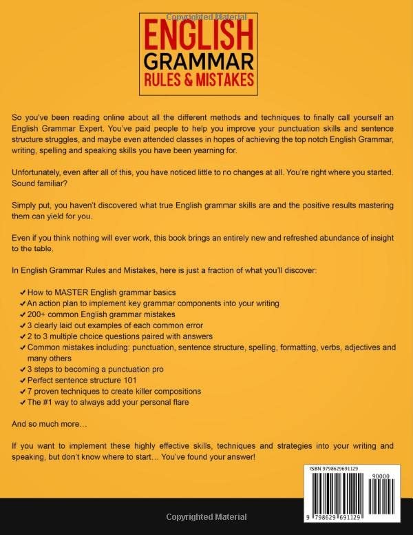 English Grammar Rules & Mistakes: Learn All of the Essentials: Writing, Speaking, Literature and Punctuation Rules Complete with 10 Key Skills and Over 200 Common Error Examples product image (2)