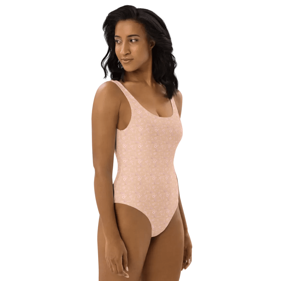 Cherry Blossoms on Cream One-Piece Adult Swimsuit product image (3)