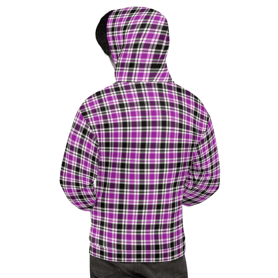 Purple, Black & White Plaid Hoodie product image (9)