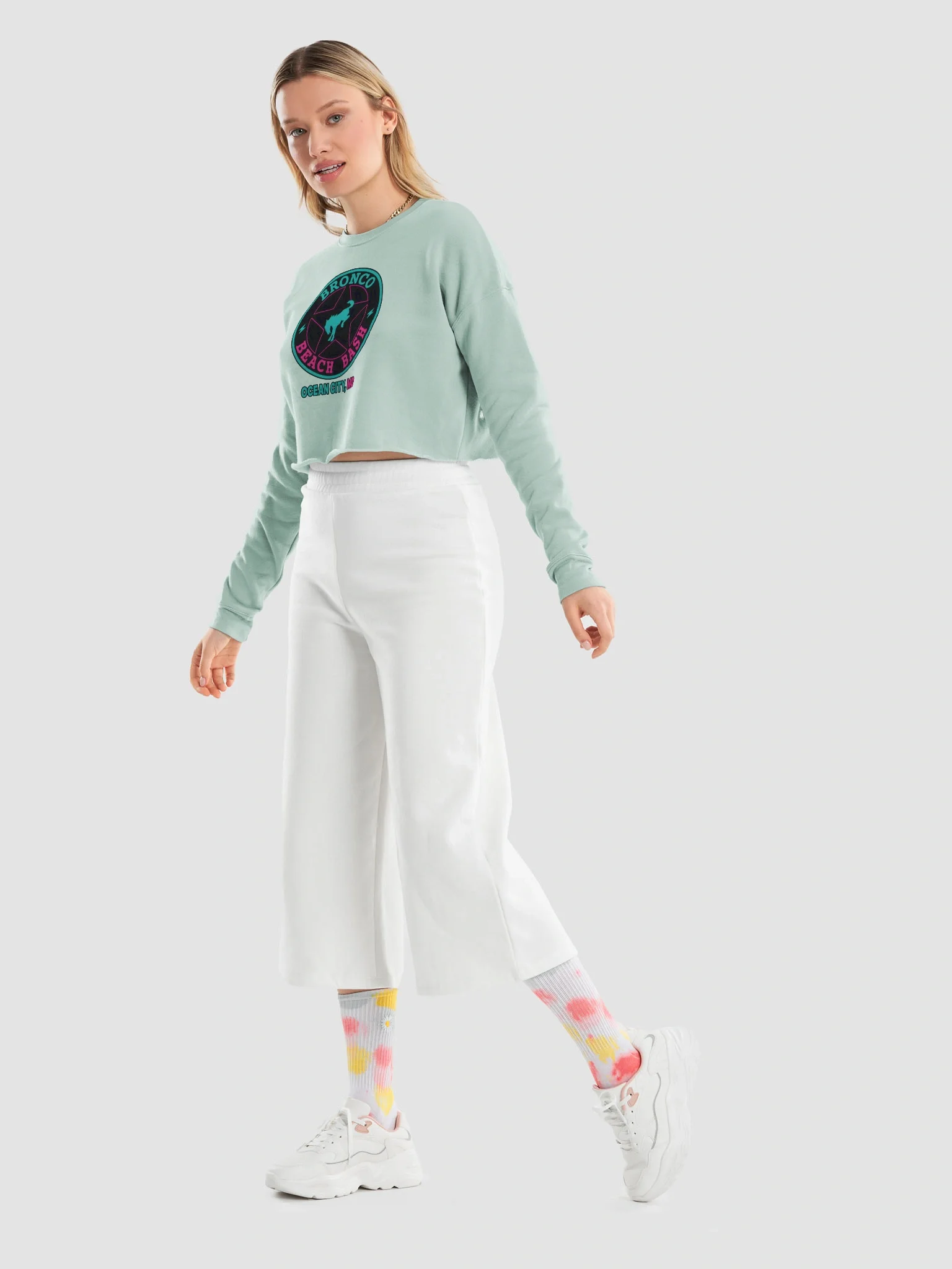 2025 Bronco Beach Bash Ocean City / Destination Bigfoot Bronco Collab | Full Frontal Bella+Canvas Women's Fleece Crop Sweatshirt (Multiple Colors Available) product image (10)