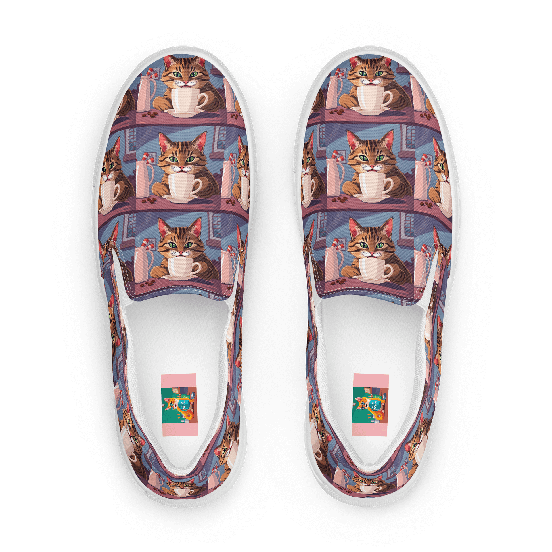 Women's Slip-On Canvas Shoes-Caffeine Cat product image (1)