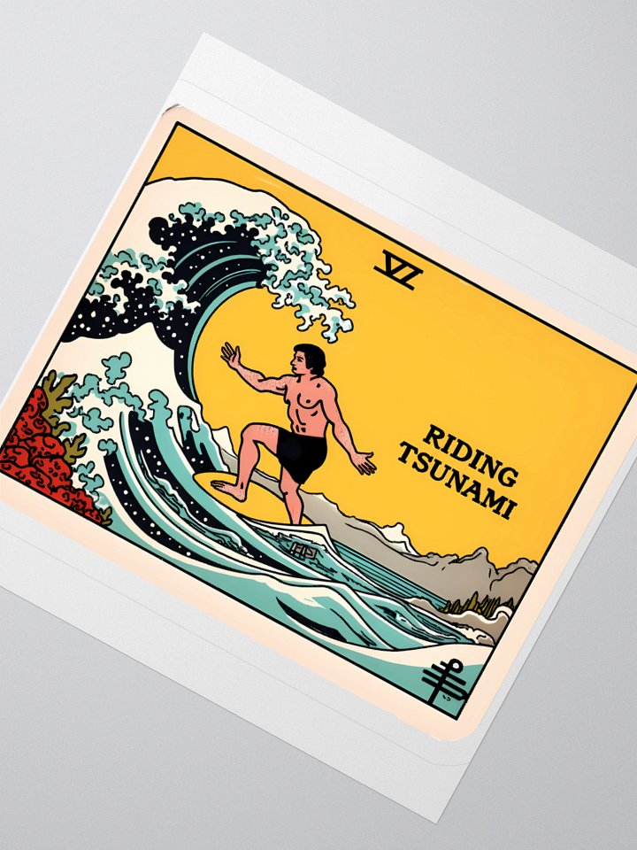 Vintage Tsunami Tarot Card Art Print Sticker product image (4)