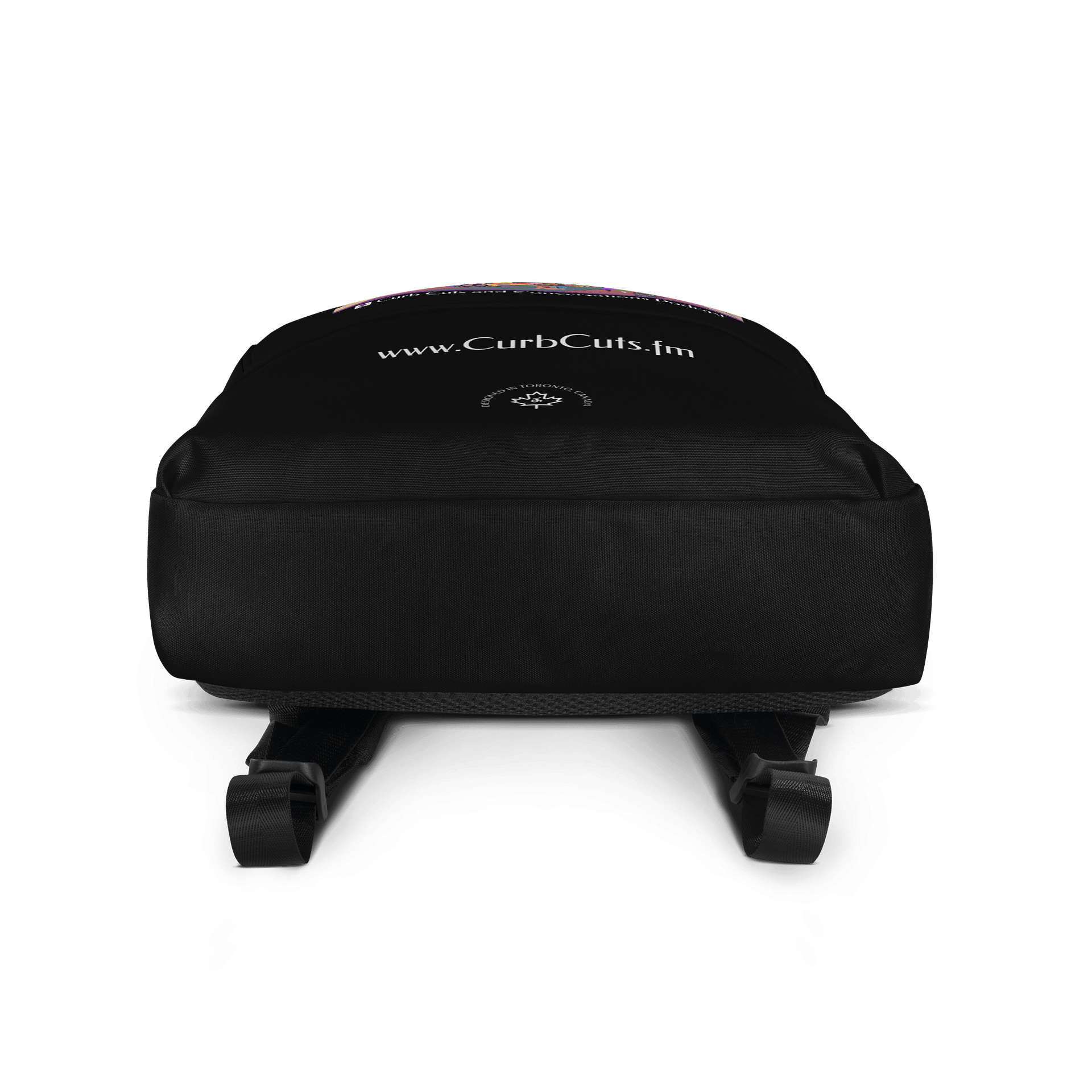 Curb Cuts and Conversations (Queen's Quay, Toronto Design): Backpack with Laptop Pocket, Black product image (4)