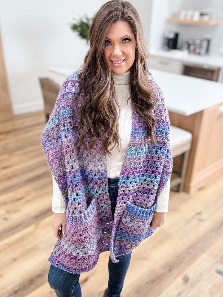 Chunky Granny Pocket Shawl Crochet Pattern product image (2)