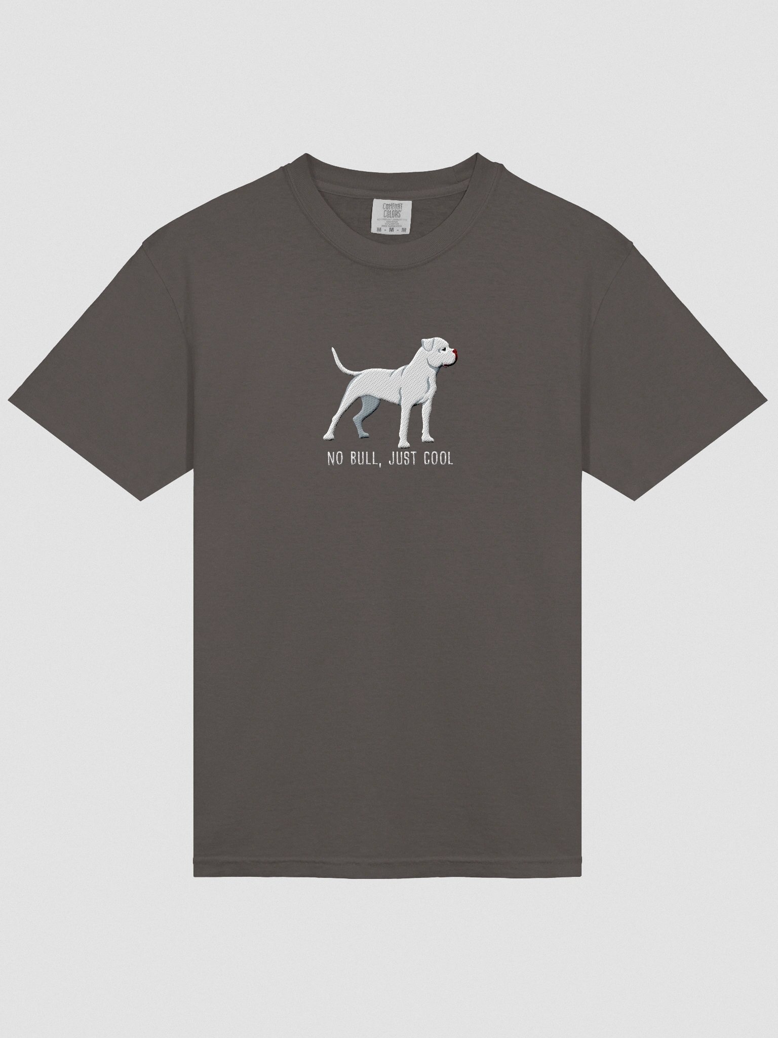 No Bull, Just Cool T-Shirt(Embroidered) of an American Bulldog(White) product image (6)