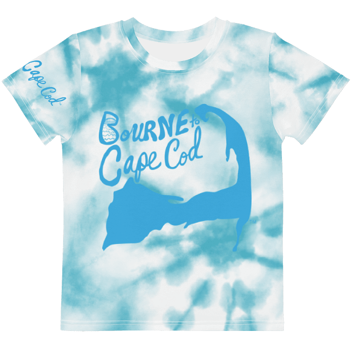 Boys' | Kids T-Shirt | BOURNE to Cape Cod™ | Vibrant Coastal Tee for Kids | Blue Logo on Blue Tie-Dye product image (1)